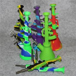 Ak-47 Cool design Silicone hookah Bongs dry herb Water Pipes stash wax dab oil rig Unbreakable Bong Bubbler Pipe