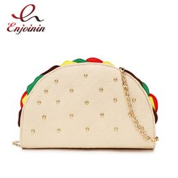 Leather Multipurpose Taco Shape Wallet Clutch Bag Sandwich Women Purses and Handbags Crossbody Chain Bag Shoulder Pouch