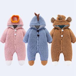 Winter Baby Romper Thick Cotton Newborn Boy Overalls Hoodies Cartoon Infant Girls Jumpsuit Boutique Baby Warm Clothing 6 Designs DW6133