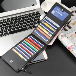 New Phone Pocket Man Wallets Mens Business Style Leather Card Holder Billfold Purse Long Wallet LL268I
