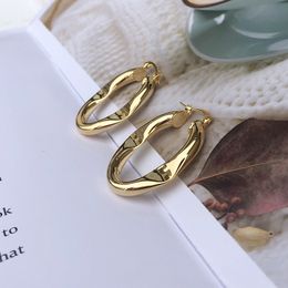 High Quality Simple Design Handmade Womens Real Gold Plated Copper Huggie Earring Smooth Surface Oval Earrings Ear Stud