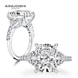 AINUOSHI Classic 925 Sterling Silver Big 6.0 CT Cushion Cut Ring Engagement Simulated Diamond Wedding Silver Rings Jewellery Gifts Y200107