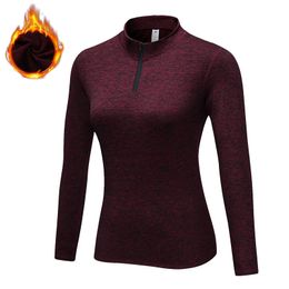 New Women's T-Shirts Spring Warm Down Jackets Fleece Thermal Underwear Tops Sweashirts Outdoor Workout Sports Coats 201113