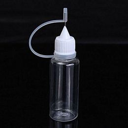 Clear Transparent 5ml 10ml 15ml 20ml 30ml 50m 100ml PET Plastic Oil Bottle with Long Thin Metal Needle Tip Plastic Tatoo Ink Bottle Wholesale Freeship