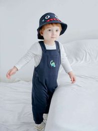 Baby Bodysuit & Dinosaur Embroidery Overalls With Hat SHE