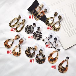 Leopard Print Drop Earrings for Women Cheetah Print Dangle Drop Geometric Shaped Earring Party Favour Supplies RRA3960