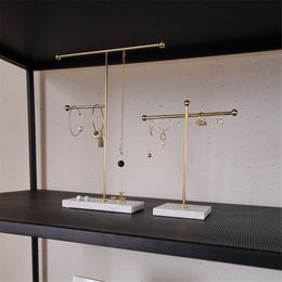 modern earring holder Australia - Nordic Metal Golden Storage Rack with Marble Base Chic Ins Modern Jewelry Ring Necklace Earring Display Rack Holder Desk Decor Y200429