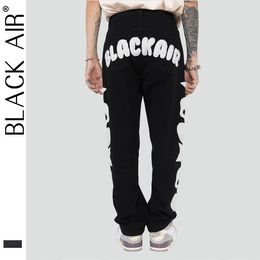 BLACKAIR skulls pattern baggy jeans skeleton embroidery for men hip hop high street cargo black DY815 220228223C