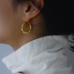 NEW Fancy Design Real Gold Plated Copper Hoop Earring Elegant Twine Stud Earrings Ear Ring