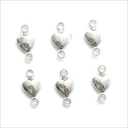 Wholesale Lot 100pcs Heart Antique Silver Charms Pendants DIY For Jewellery Making Bracelet Necklace Earrings 15*8mm DH0857