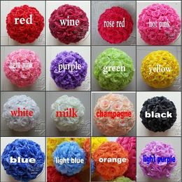 16 Colour 12"/30 CM Artificial Rose Silk Flower Kissing Balls White Flowers For Christmas Ornaments Wedding Party Decoration