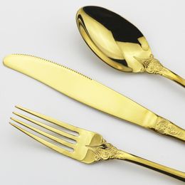 Luxurious 24pcs Golden Dinnerware Set Silver High-end Stainless Steel Tableware Set Knife Fork Spoon Cutlery Set Flatware
