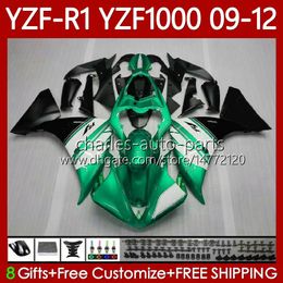 Motorcycle Body For YAMAHA YZF R1 1000 CC YZF1000 YZF-R1 09-12 Bodywork 92No.93 YZF-1000 YZF R 1 YZFR1 09 10 11 12 1000CC 2009 2010 2011 2012 Fairing Kit Cyan White