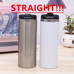 15oz STraight Sublimation Tumblers With Lids Stainless Steel Water Bottles Double Insulated Car Cups Office Coffee Milk Mugs A12