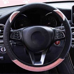Cute Cartoon Cat Ear Steering Wheel Cover For Women Universal CarStyling Steering Wheel Covers Car Decoration Accessories J220808