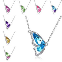 Butterfly Pendant Necklace Imitation Rhodium Plated Butterfly Pendants for Women Fashion Jewelry 5919