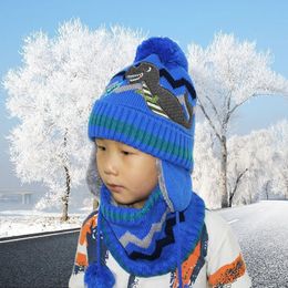 Thick Warm Winter Hats Boy Skullies Beanies Winter Hat Caps for Boy Girl Woolen Scarf Hats Balaclava Knitted Mask Hat Y201024