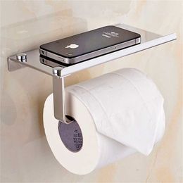 Bathroom Paper Phone Holder Shelf Stainless Steel Toilet Wall Mount Mobile Phones Towel Rack Accessories 211222