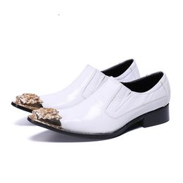 Italian Style Handmade Men's Shoes Pointed Toe White Leather Shoes White Wedding Dress Shoes Zapatos Hombre, 38-46