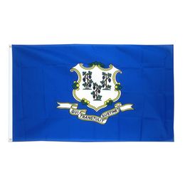 US America Connecticut State Flags 3'X5'ft Hot Sale Flags 150x90cm 100D Polyester Free Shipping Vivid Colour With Two Brass Grommets