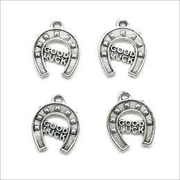 Lot 100pcs Good Luck Horseshoe Antique Silver Charms Pendants For Jewelry Making Bracelet Necklace Earrings 14*17mm DH0849
