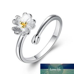 925 Sterling Silver Pink Flower Poetic Daisy Cherry Blossom Finger Ring for Women Engagement Fashion Jewelry VRS2290