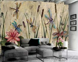 3d Wallpaper Living Room Dragonfly Lotus 3d Wallpaper Indoor TV Background Wall Decoration Living 3d Wallpaper