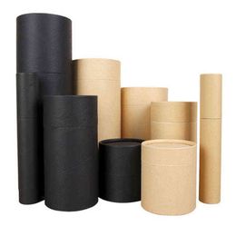 10pcs/ Lot Black Kraft Cardboard Tube For Perfume Bottles ,Pencil Boxs Small Gift Container With Lid Can Customized H1231