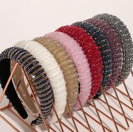 DHL Luxury Women's Full Crystal Rhinestone Sponge Embellished Padded Headband Girl Handmade beaded Hairband Jewelled Hair Accessories Gift