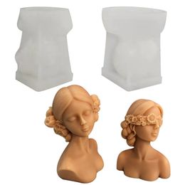 Craft Tools Silicone Candle Mold Braided Hair Girl Plaster Resin Soap Casting Mould for Valentine's Day DIY Making Tool XBJK2202