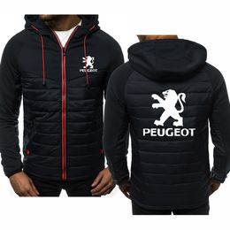 Hoodies Men Peugeot Car Print Casual Long Sleeve Hooded Sweatshirts Mens zipper Jacket Man Tops Clothing C1117