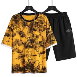 Men's Summer Clothes 2 Piece Set Outwear Outfits Shorts Set Men Tracksuit Casual Clothing Fashion Men Street Fashion Sweatsuit G1222