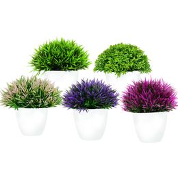 Wedding Party supplies faux Plants Potted Desktop Plastic Green Bonsai Small Tree Grass Plants Pot Ornament Fake Flowers Artificial trees for home decor indoor