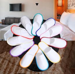 Wholesale Travel Hotel SPA Anti-slip Disposable Slippers Home Guest Shoes Multi-colors Breathable Soft Disposable Slippers WDH0606 T03