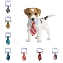 Striped Pet Tie High Quality Polyester Cotton Gentleman Style Dog Cat Adjustable Necktie S M Pet Grooming Supplies