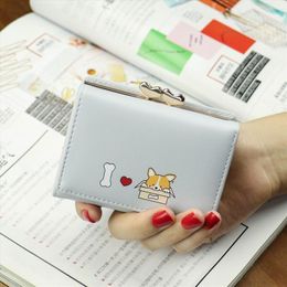 Hot Sale Cartoon Women Wallet Small Cute Corgi Doge Wallets Ladies Short Leather Purses Portefeuille Female Purse Clutch