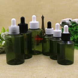 50pcs 50ml Empty green PET plastic Dropper Oil Essential Bottle In Refillable Drop Liquid Pipette Bottles Wholesalegood package
