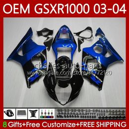 OEM Bodys For SUZUKI GSXR1000 K3 GSXR 1000 CC 03-04 Bodywork 67No.132 GSXR-1000 Black blue K 3 GSX R1000 2003 2004 GSX-R1000 1000CC 03 04 Injection Mould Fairing 100% Fit
