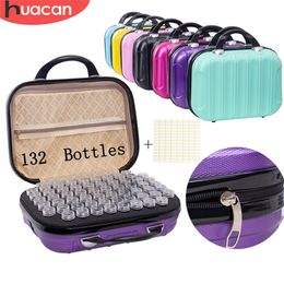 HUACAN New 132 Bottles Diamond Painting Storage Box Tool Diamond Embroidery Accessories Hand Bag Zipper Container 201201