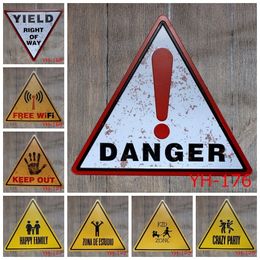 32X34CM/ antique retro metal tin traffic safety warning signs kids free wifi danger Iron painting poster vintage home wall decor Y200108