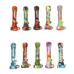 DHL Silicone Smoking Pipe Glass & FDA Silicone One Hitter Pipes Tobacco glass water bongs dab rig Smoking Accessories Cigarettes Holder