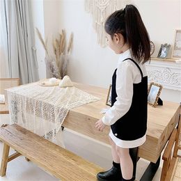 Gooporson Fall Kids Clothes Black Nest&long White Bouse Fashion Korean Little Girls Clothing Set Cute Japan Children