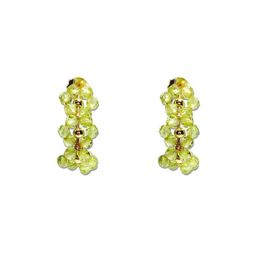 Natural Peridot Lace 925 Sterling Silver Gold Colour Earrings Green Stone Sparkling August Birth Stone Earrings For Gift