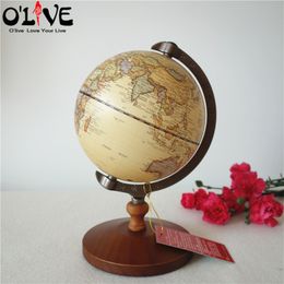 Wooden Globe Terrestre Retro Vintage Home Decoration Desk Toy World Map Geography Home Furnishing Ornaments Crafts Figurines T200709