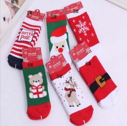 Kids Children Terry Towel Socks Christmas Santa Elk Snowflake Print Cartoon Stockings Winter Warm Baby Toddlers Xmas Socks