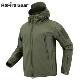 ReFire Gear Camouflage Military Jacket Men Waterproof Soft Shell Tactical Jacket US Army Clothing Winter Fleece Coat Windbreaker 201218