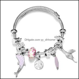 Charm Bracelets Jewelry C&J Natural Stone Ocean Serlphin Titanium Steel C-Ring Elastic Adjustment Accsori Bracelet Drop Delivery 2021 N6Iuz