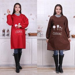 Wholesale Long sleeve Cooking Baking Aprons Waterproof Kitchen Apron Breathable Restaurant Aprons Women Home Letter Print Apron WDH0473