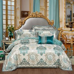 4Pieces King Queen size Luxury Satin Cotton Wedding Royal Bedding set Duvet cover Bed sheet set Pillowcase Bedclothes 201022