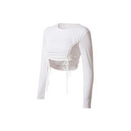 lace adjustable Midriff Baring outfits T Shirts Tops Long sleeve Crop tops white women shirts will and sandy clothing